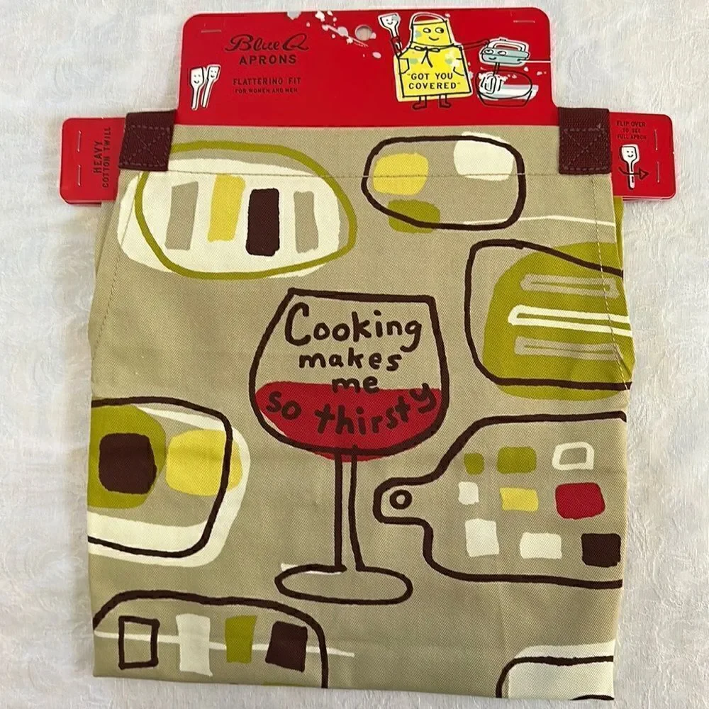 Blue Q Cotton Apron Cooking Makes Me Thirsty Wine
